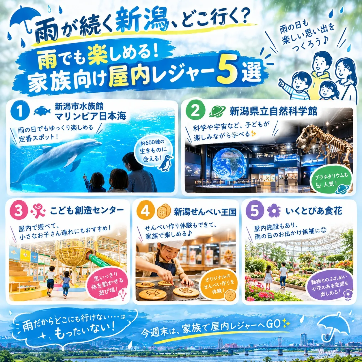 ☔ 雨が続く新潟、どこ行く？✨